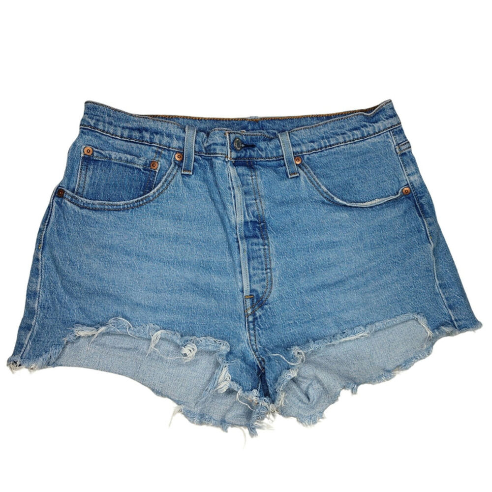 Men's Levi's Shorts Cut Off Blue Jean Waterless Short Shorts Size 32 Waist